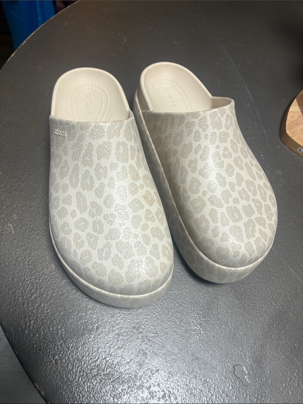 Women’s CROCS Slip-On Clogs in Light Leopard Print